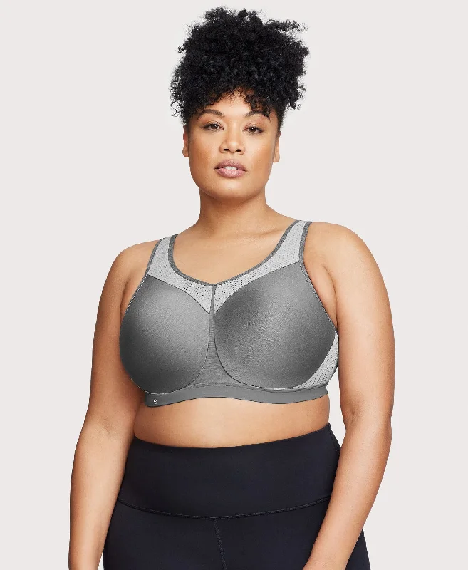 Bra with a seamless back for a smooth look under clothes​ High Impact Underwire Sports Bra Gray