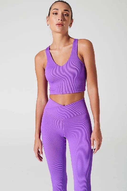 Women's bras with a seamless constructionHydra Ribbed Tank Bra - Deep Lilac