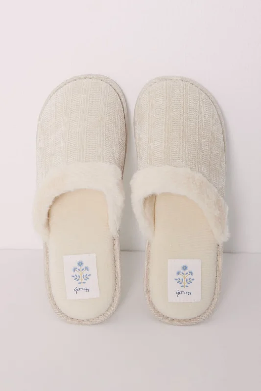 Women's pastel - colored bras for a soft lookIvory chenille house slippers
