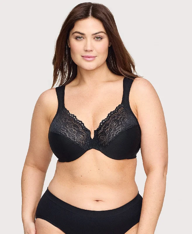 Bra with a foam - lined cup for a more structured shape Low Cut WonderWire Lace Bra Black Bra with a foam - lined cup for a more structured shape Low Cut WonderWire Lace Bra Black
