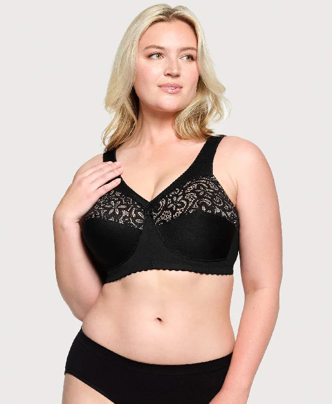 Back - closure bras with traditional hook - and - eye fastenings MagicLift Cotton Support Bra Black Back - closure bras with traditional hook - and - eye fastenings MagicLift Cotton Support Bra Black