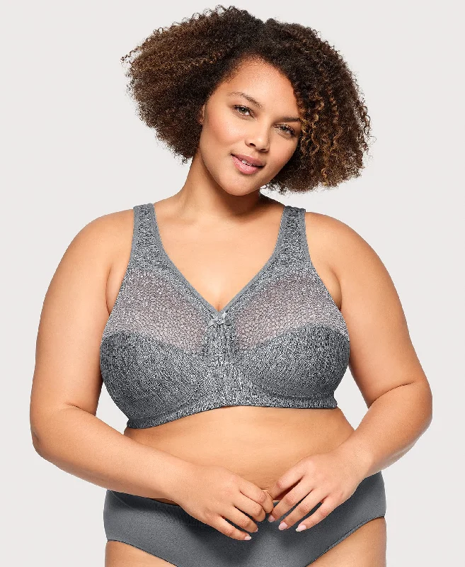 Bra with a high - cut cup for more coverage and support MagicLift Moisture Control Bra Gray Heather Bra with a high - cut cup for more coverage and support MagicLift Moisture Control Bra Gray Heather