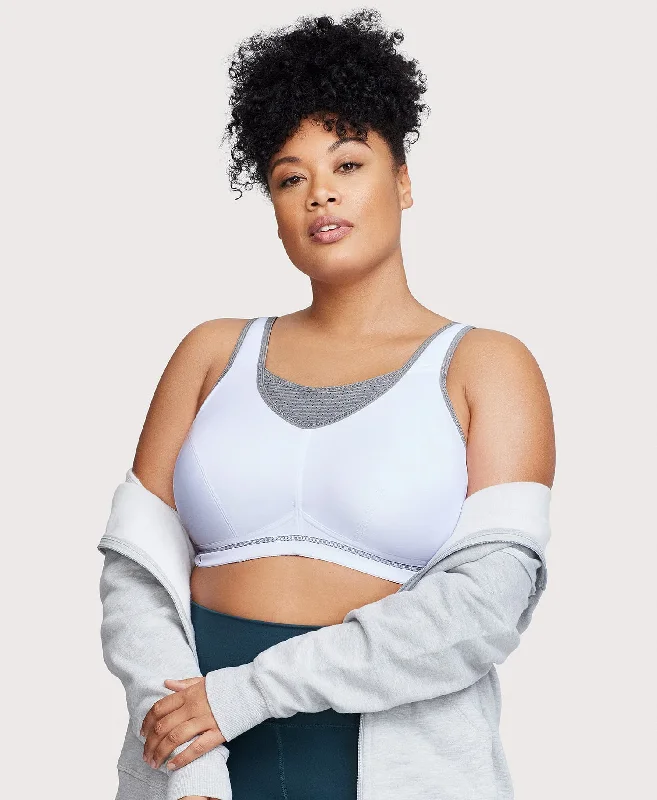 Bra with a plus - size underwire for enhanced support No-Bounce Camisole Elite Sports Bra White/Gray Bra with a plus - size underwire for enhanced support No-Bounce Camisole Elite Sports Bra White/Gray