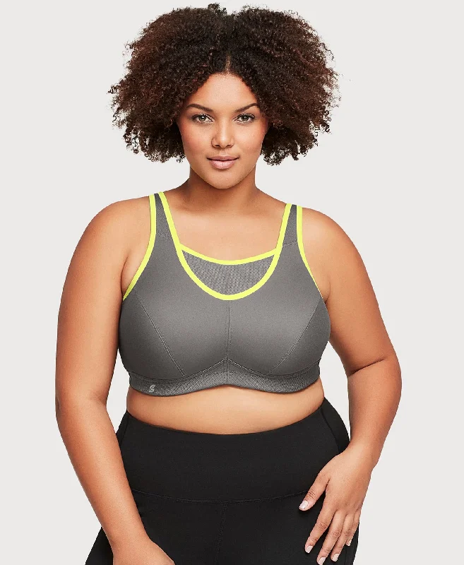 Bra with a quarter - cup design for a very revealing style No-Bounce Camisole Sports Bra Gray/Yellow Bra with a quarter - cup design for a very revealing style No-Bounce Camisole Sports Bra Gray/Yellow