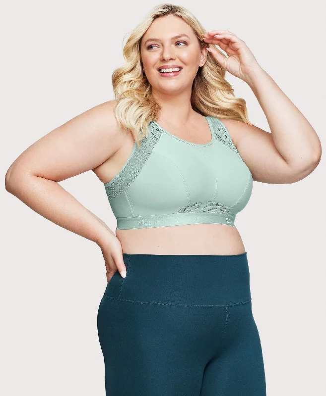 Plus - size bras designed for larger cup sizes and fuller figures No-Sweat Mesh Sports Bra Jade Plus - size bras designed for larger cup sizes and fuller figures No-Sweat Mesh Sports Bra Jade