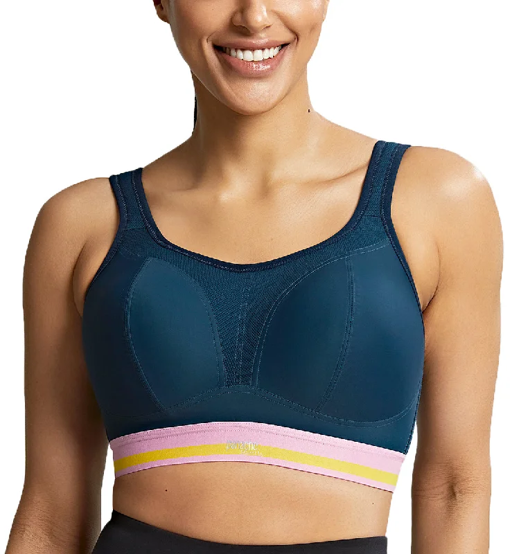 Bra with a bandeau style for a strapless and sleek look Panache Boundless Racerback Non-Wire Sports Bra (7341) - Retro Navy Bra with a bandeau style for a strapless and sleek look Panache Boundless Racerback Non-Wire Sports Bra (7341) - Retro Navy