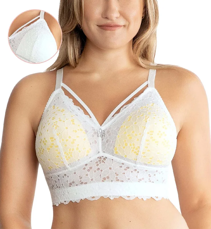 Bra with an anti - itch lining for added comfort Parfait Mia Daisy Wire-Free Longline Bralette (P6142) - Pearl White Bra with an anti - itch lining for added comfort Parfait Mia Daisy Wire-Free Longline Bralette (P6142) - Pearl White