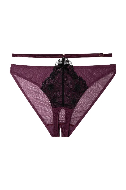 Underwire bras for enhanced support and shaping Muriel Purple Crotchless Brazillian Brief Underwire bras for enhanced support and shaping Muriel Purple Crotchless Brazillian Brief