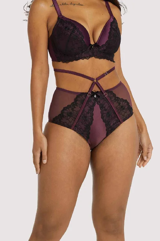 Bra with a plus - size bralette style for a trendy look Muriel Purple High Waist Brief Bra with a plus - size bralette style for a trendy look Muriel Purple High Waist Brief