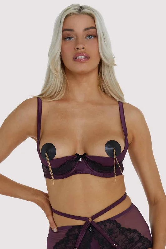 Bra with a smooth fabric for a sleek and comfortable feel Muriel Purple Lace Quarter Cup Bra Bra with a smooth fabric for a sleek and comfortable feel Muriel Purple Lace Quarter Cup Bra