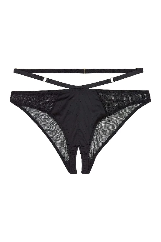 Bra with a nylon - lined cup for stretch and support Playful Promises Sacha Black Crotchless Brazilian Brief Bra with a nylon - lined cup for stretch and support Playful Promises Sacha Black Crotchless Brazilian Brief