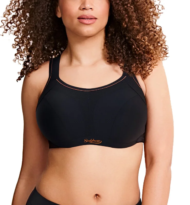 Bra with wide straps for added comfort and weight distribution Sculptresse by Panache Non-padded Underwire Sports Bra (9441) - Black Bra with wide straps for added comfort and weight distribution Sculptresse by Panache Non-padded Underwire Sports Bra (9441) - Black