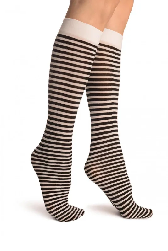 Women's moisture - wicking socks for sportsBlack & White Thin Stripes Socks Knee High Women's moisture - wicking socks for sportsBlack & White Thin Stripes Socks Knee High