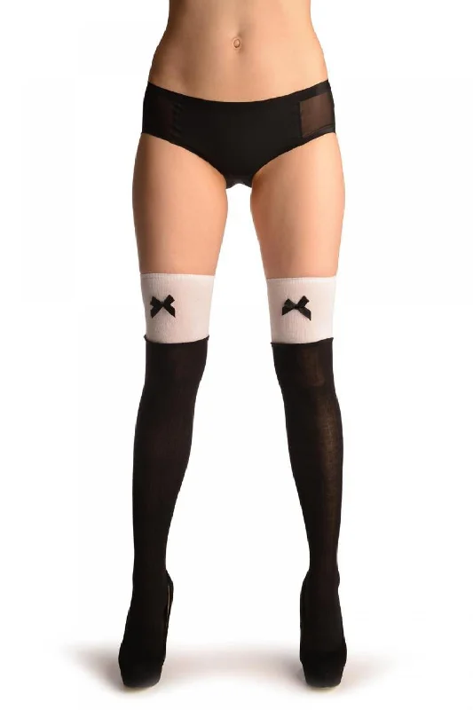 Women's microfiber socks for a lightweight optionBlack With White Top & Black Satin Bow Women's microfiber socks for a lightweight optionBlack With White Top & Black Satin Bow