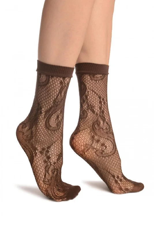 Women's leather - look socks for an edgy styleBrown Gladiolus Flowers Ankle High Socks Women's leather - look socks for an edgy styleBrown Gladiolus Flowers Ankle High Socks