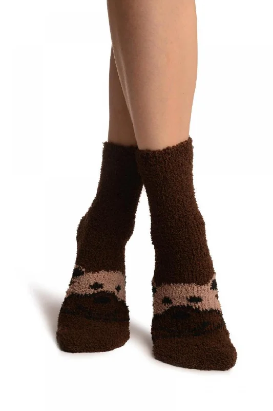 Women's leather - look socks for an edgy styleBrown With Cute Bear Terry Ankle High Socks Women's leather - look socks for an edgy styleBrown With Cute Bear Terry Ankle High Socks