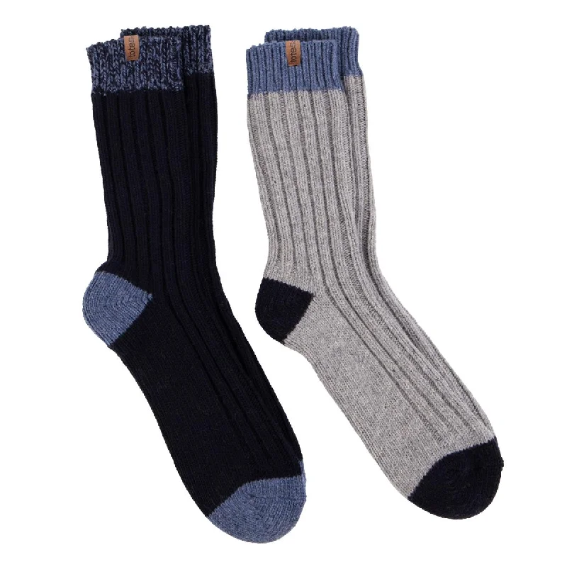 Women's hypoallergenic socks for sensitive skinCHUNKY TWIST WOOL BLEND BOOT SOCKS (TWIN PACK) Mens Navy / Grey Women's hypoallergenic socks for sensitive skinCHUNKY TWIST WOOL BLEND BOOT SOCKS (TWIN PACK) Mens Navy / Grey