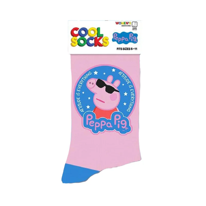 Women's nylon - reinforced socks for durabilityCool Socks Women's Crew Socks - Peppa Pig Attitude Women's nylon - reinforced socks for durabilityCool Socks Women's Crew Socks - Peppa Pig Attitude