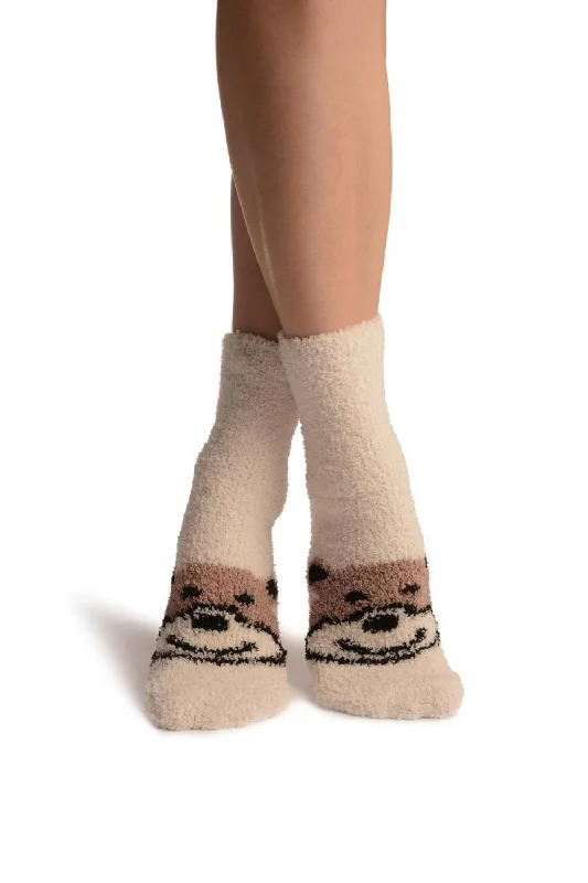 Women's thigh - high socks in a fishnet patternCream With Cute Bear Terry Ankle High Socks Women's thigh - high socks in a fishnet patternCream With Cute Bear Terry Ankle High Socks