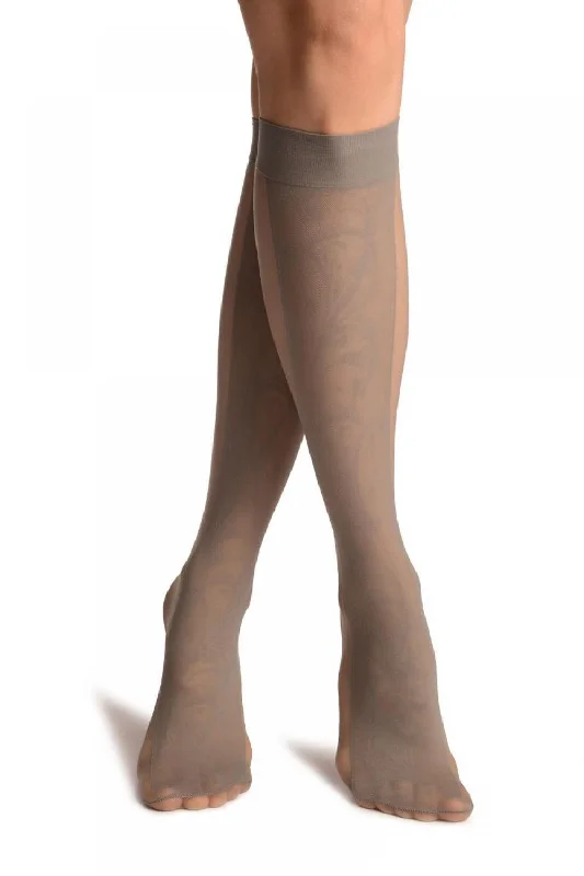 Women's adjustable - fit socks for a customized feelGrey With Non Transparent Floral Seam Knee High Socks