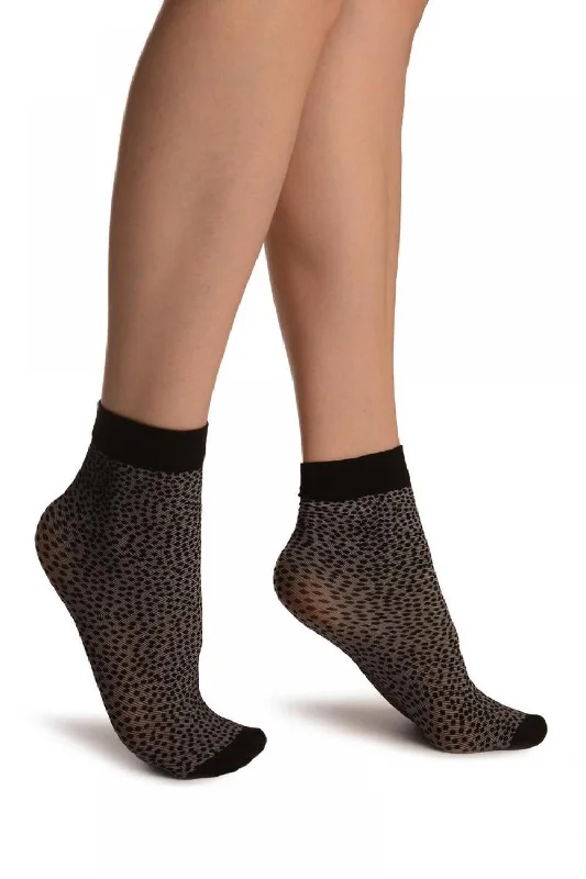 Women's cashmere - blend socks for extra softnessGrey With Small Black Dots Ankle High Socks Women's cashmere - blend socks for extra softnessGrey With Small Black Dots Ankle High Socks