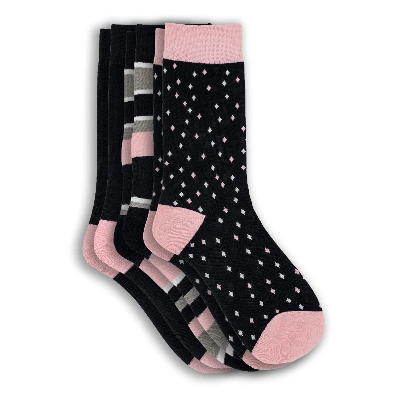 Women's adjustable - fit socks for a customized feel3-Pack Ladies Bamboo Patterned Crew Socks Women's adjustable - fit socks for a customized feel3-Pack Ladies Bamboo Patterned Crew Socks