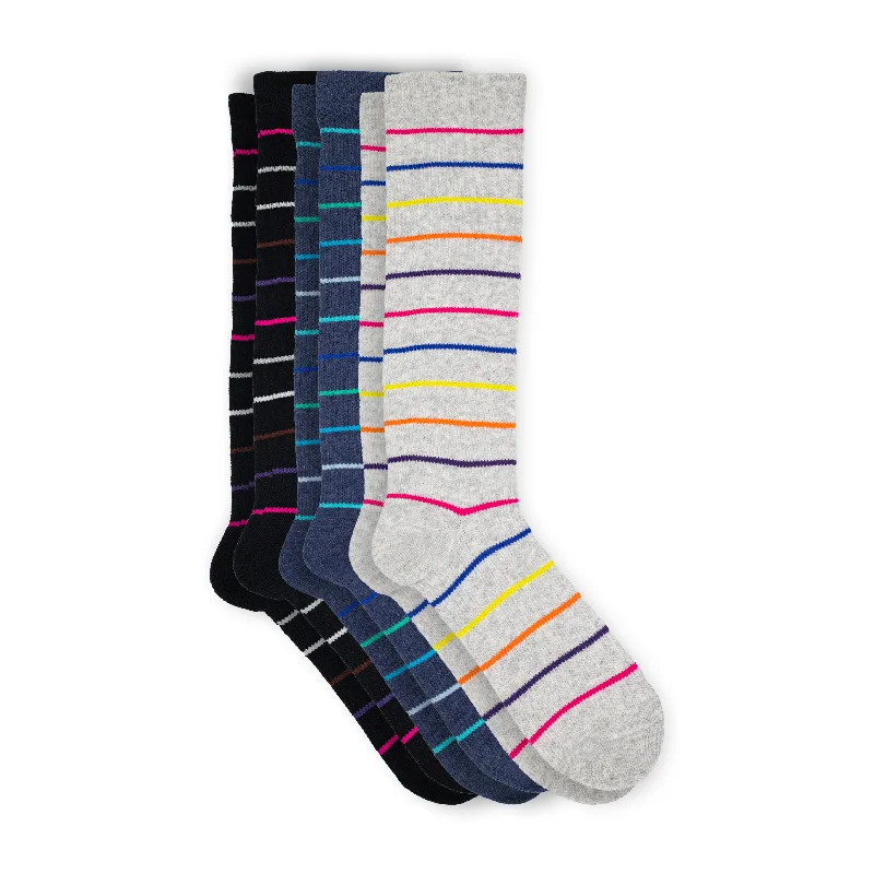 Women's anti - odor socks for long - day freshness3-Pack Ladies Fancy Stripes Print Compression Socks Women's anti - odor socks for long - day freshness3-Pack Ladies Fancy Stripes Print Compression Socks