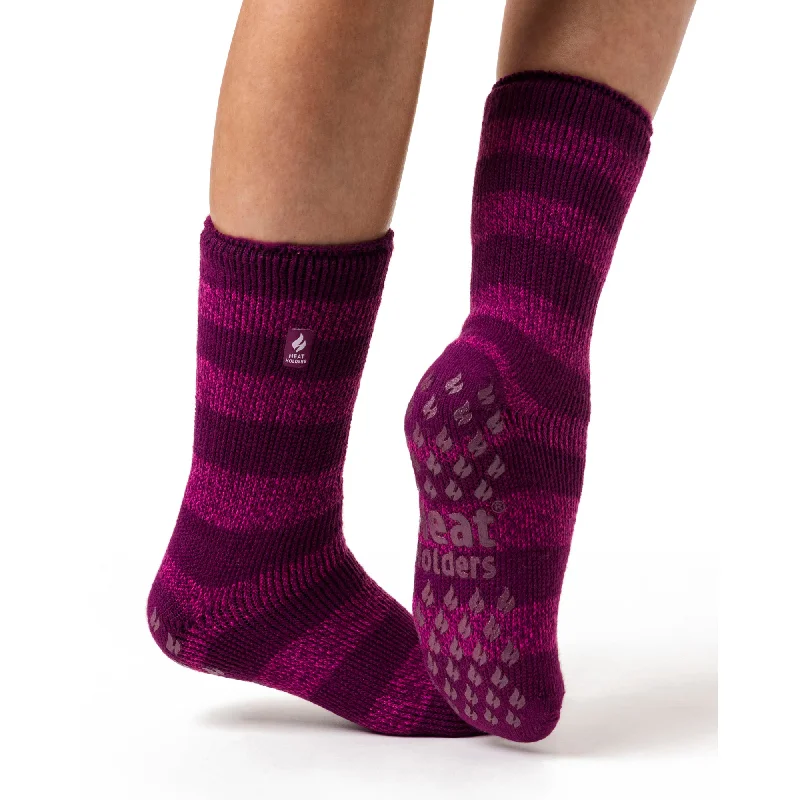 Women's non - slip socks for safetyLadies Original Seville Stripe Slipper Socks - Deep Fuchsia & Berry Women's non - slip socks for safetyLadies Original Seville Stripe Slipper Socks - Deep Fuchsia & Berry