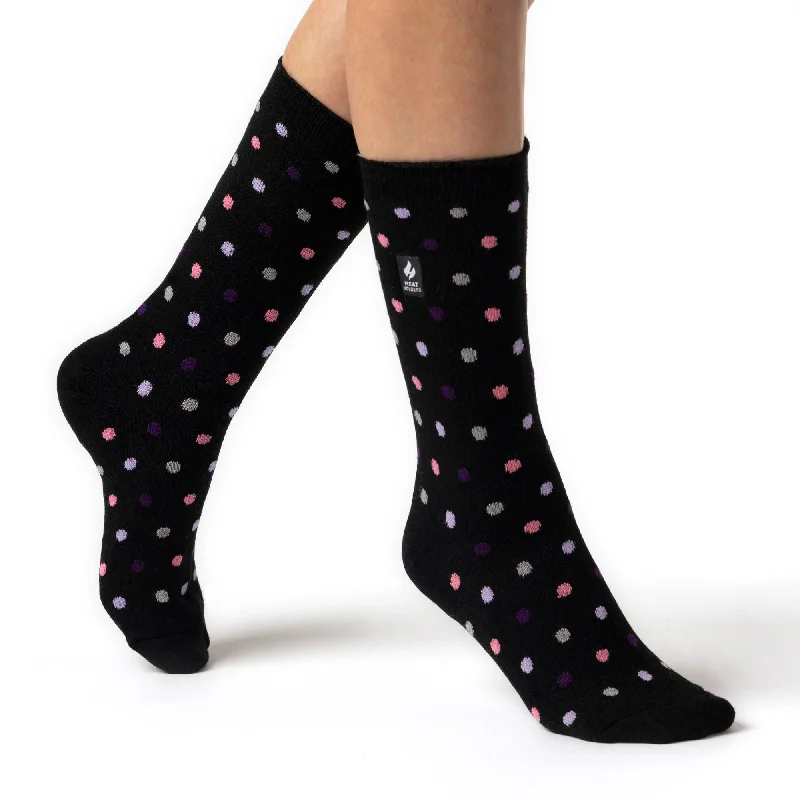 Women's spandex - infused socks for stretchLadies Ultra Lite Nicosia Dots Socks - Black & Purple Women's spandex - infused socks for stretchLadies Ultra Lite Nicosia Dots Socks - Black & Purple