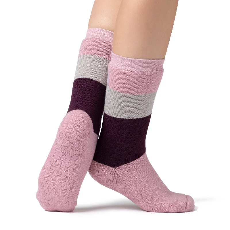 Women's cotton blend socks for breathabilityLadies IOMI Dual Layer Raynaud's Slipper Socks - Block Stripe Rose Blush Women's cotton blend socks for breathabilityLadies IOMI Dual Layer Raynaud's Slipper Socks - Block Stripe Rose Blush