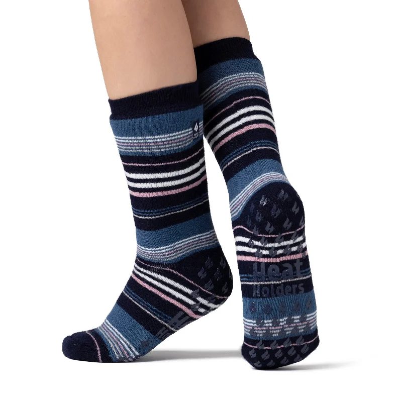 Women's ankle socks with a frilly edgeLadies IOMI Dual Layer Raynaud's Slipper Socks - Navy Stripe Women's ankle socks with a frilly edgeLadies IOMI Dual Layer Raynaud's Slipper Socks - Navy Stripe