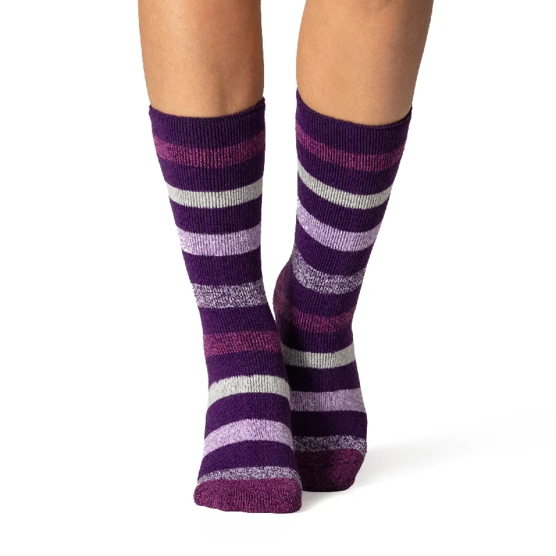 Women's crew socks with a polka - dot printLadies Lite Jasmine Socks - Purple Stripe Women's crew socks with a polka - dot printLadies Lite Jasmine Socks - Purple Stripe