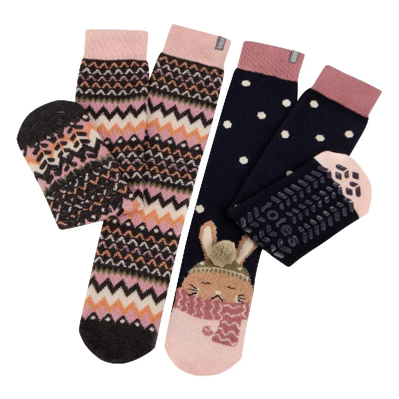 Women's arch - support socks for better comfortORIGINAL SLIPPER SOCKS (TWIN PACK) Womens Rabbit / Fairisle Women's arch - support socks for better comfortORIGINAL SLIPPER SOCKS (TWIN PACK) Womens Rabbit / Fairisle