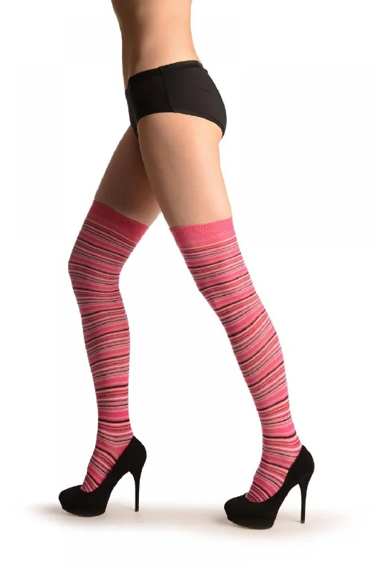 Women's hypoallergenic socks for sensitive skinPink With White & Black Thing Stripes Women's hypoallergenic socks for sensitive skinPink With White & Black Thing Stripes