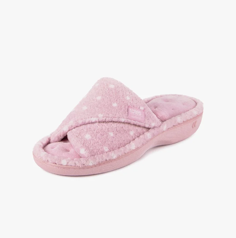 POPCORN TURNOVER OPEN TOE Womens Open Toe Mule Slippers Pink Spot