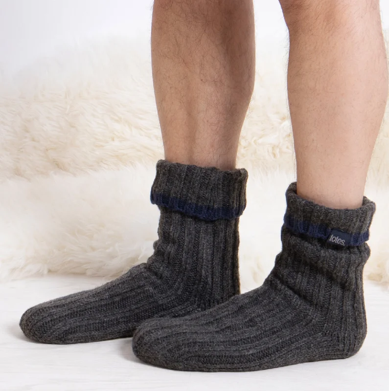 Women's leather - look socks for an edgy styleRECYCLED CHUNKY SLIPPER SOCK Mens Grey Women's leather - look socks for an edgy styleRECYCLED CHUNKY SLIPPER SOCK Mens Grey
