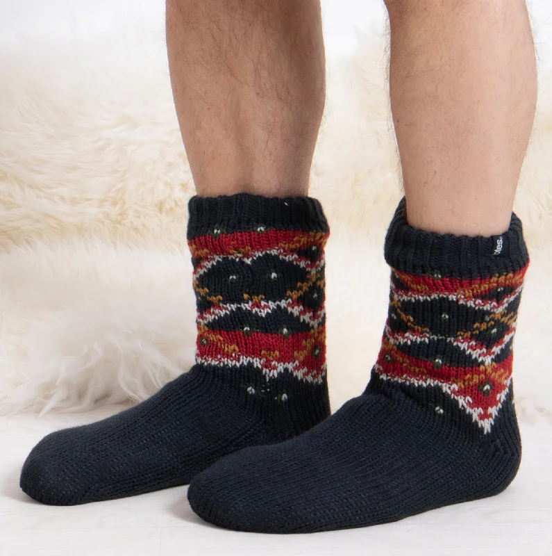 Women's wool - rich socks for winter warmthSHERPA LINED FAIR ISLE SLIPPER-SOX Mens Fairisle Women's wool - rich socks for winter warmthSHERPA LINED FAIR ISLE SLIPPER-SOX Mens Fairisle