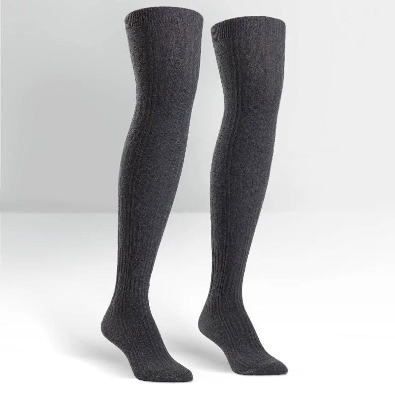 Women's spandex - infused socks for stretchSock It To Me Women's Over the Knee Socks - Charcoal Grey Cable Women's spandex - infused socks for stretchSock It To Me Women's Over the Knee Socks - Charcoal Grey Cable
