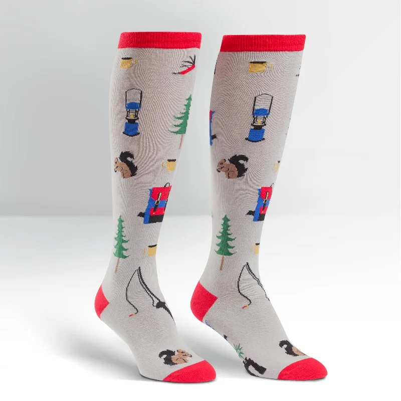 Sock It To Me Women's Funky Knee High Socks - Happy Camper
