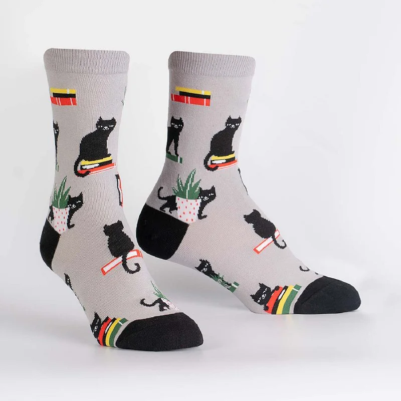 Women's anti - odor socks for long - day freshnessSock It To Me Women's Crew Socks - Booked for Meow Women's anti - odor socks for long - day freshnessSock It To Me Women's Crew Socks - Booked for Meow