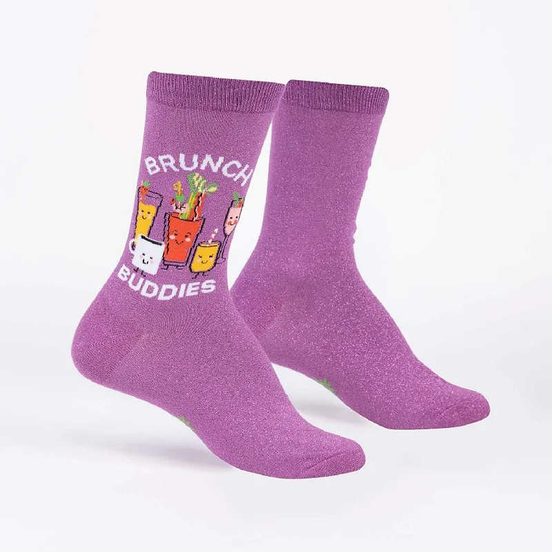 Women's over - the - calf socks with a stripe designSock It To Me Women's Crew Socks - Brunch Buddies (Shimmer!) Women's over - the - calf socks with a stripe designSock It To Me Women's Crew Socks - Brunch Buddies (Shimmer!)