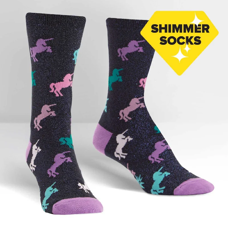 Sock It To Me Women's Crew Socks - Keep Prancing (Shimmer)