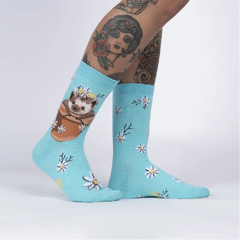 Women's cotton blend socks for breathabilitySock It To Me Women's Crew Socks - My Dear Hedgehog Women's cotton blend socks for breathabilitySock It To Me Women's Crew Socks - My Dear Hedgehog