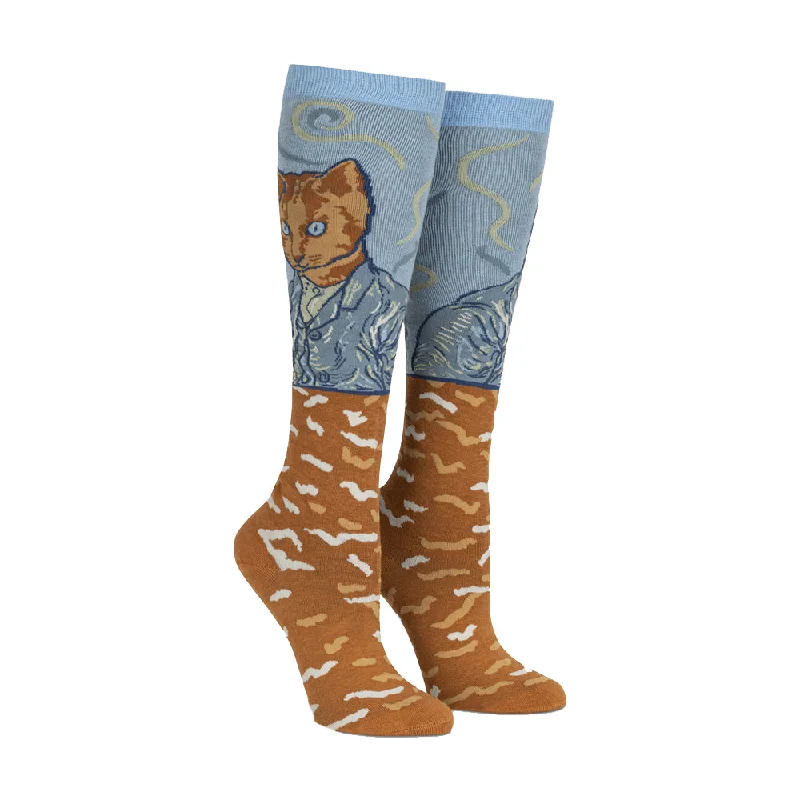 Women's adjustable - fit socks for a customized feelSock It To Me Women's Funky Knee High Socks - Cat Van Gogh Women's adjustable - fit socks for a customized feelSock It To Me Women's Funky Knee High Socks - Cat Van Gogh