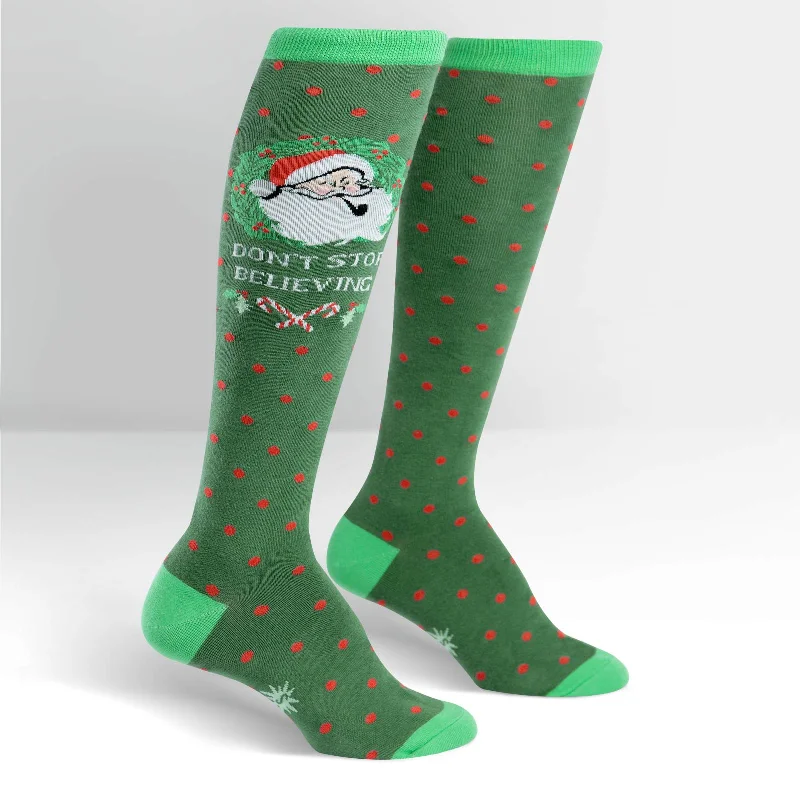 Sock It To Me Women's Funky Knee High Socks - Don't Stop Believing