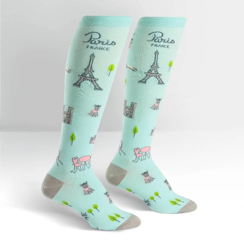 Sock It To Me Women's Funky Knee High Socks - Parisian Day