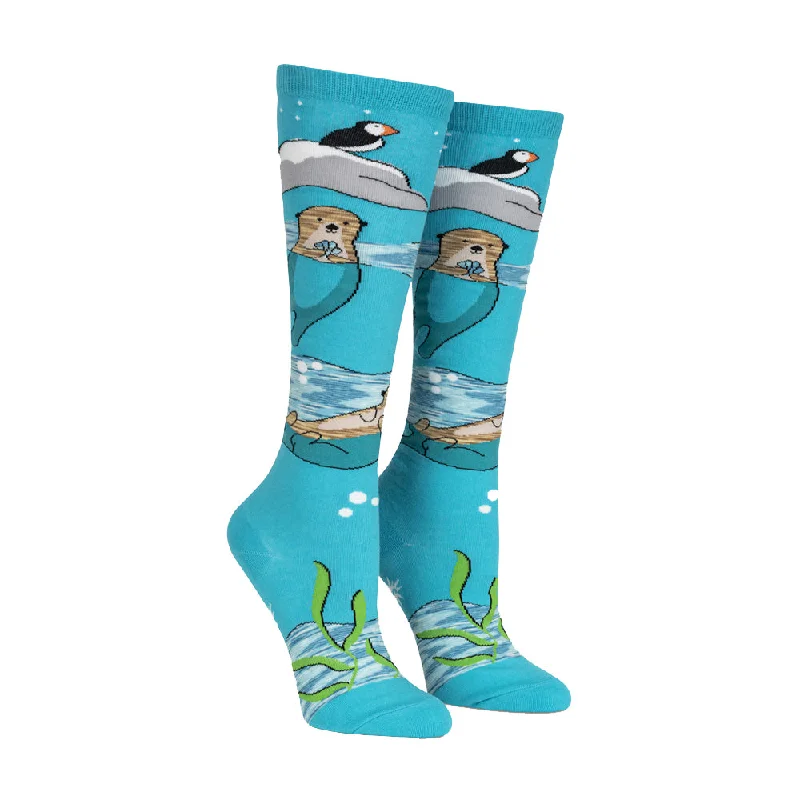 Women's crew socks with a polka - dot printSock It To Me Women's Funky Knee High Socks - Plays well with Otters Women's crew socks with a polka - dot printSock It To Me Women's Funky Knee High Socks - Plays well with Otters