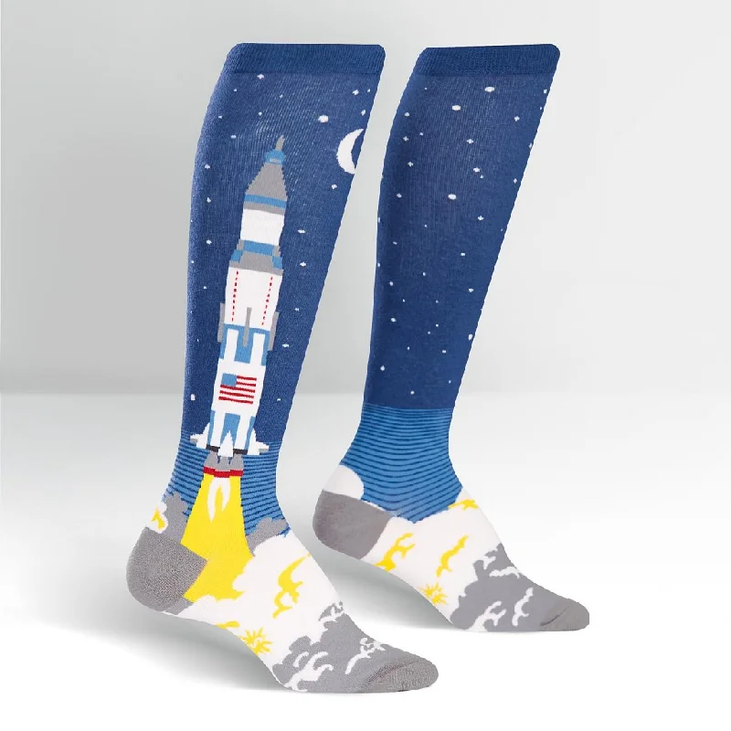 Sock It To Me Women's Knee High Socks - 3, 2, 1, Lift Off