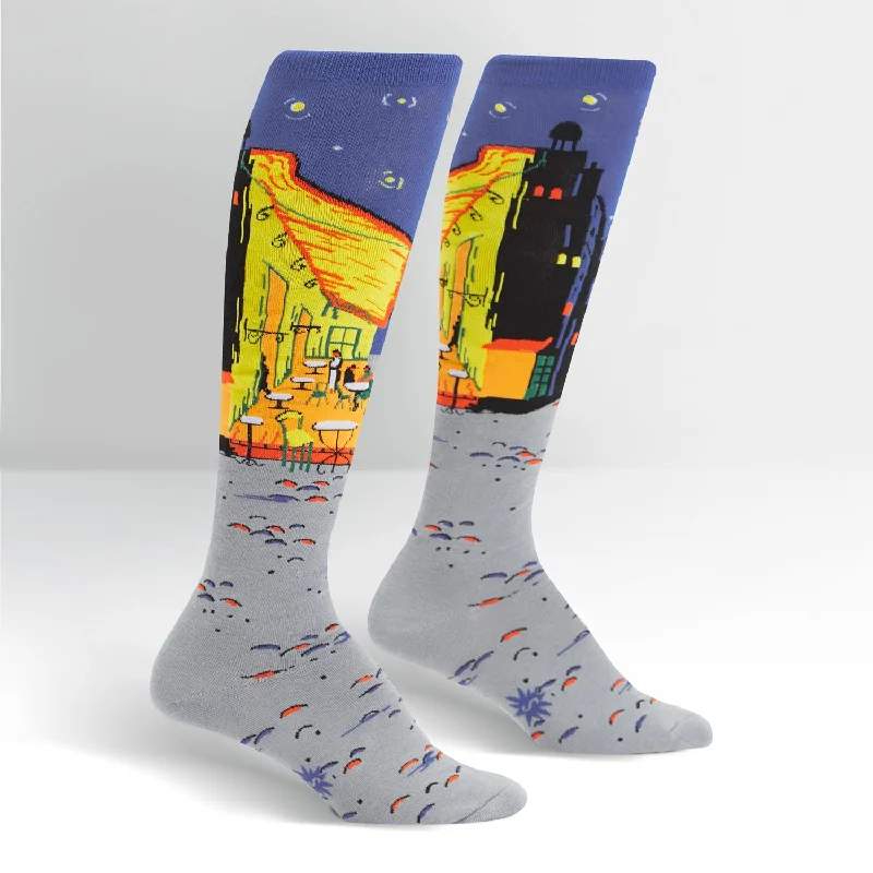 Women's adjustable - fit socks for a customized feelSock It To Women's Knee High Socks - Café Terrace At Night Women's adjustable - fit socks for a customized feelSock It To Women's Knee High Socks - Café Terrace At Night
