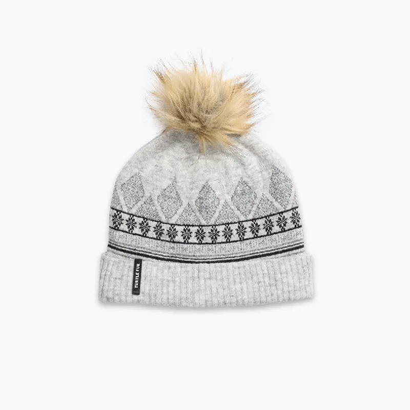 Women's over - the - calf socks with a stripe designRecycled Ellen Pom Beanie - Silver Women's over - the - calf socks with a stripe designRecycled Ellen Pom Beanie - Silver